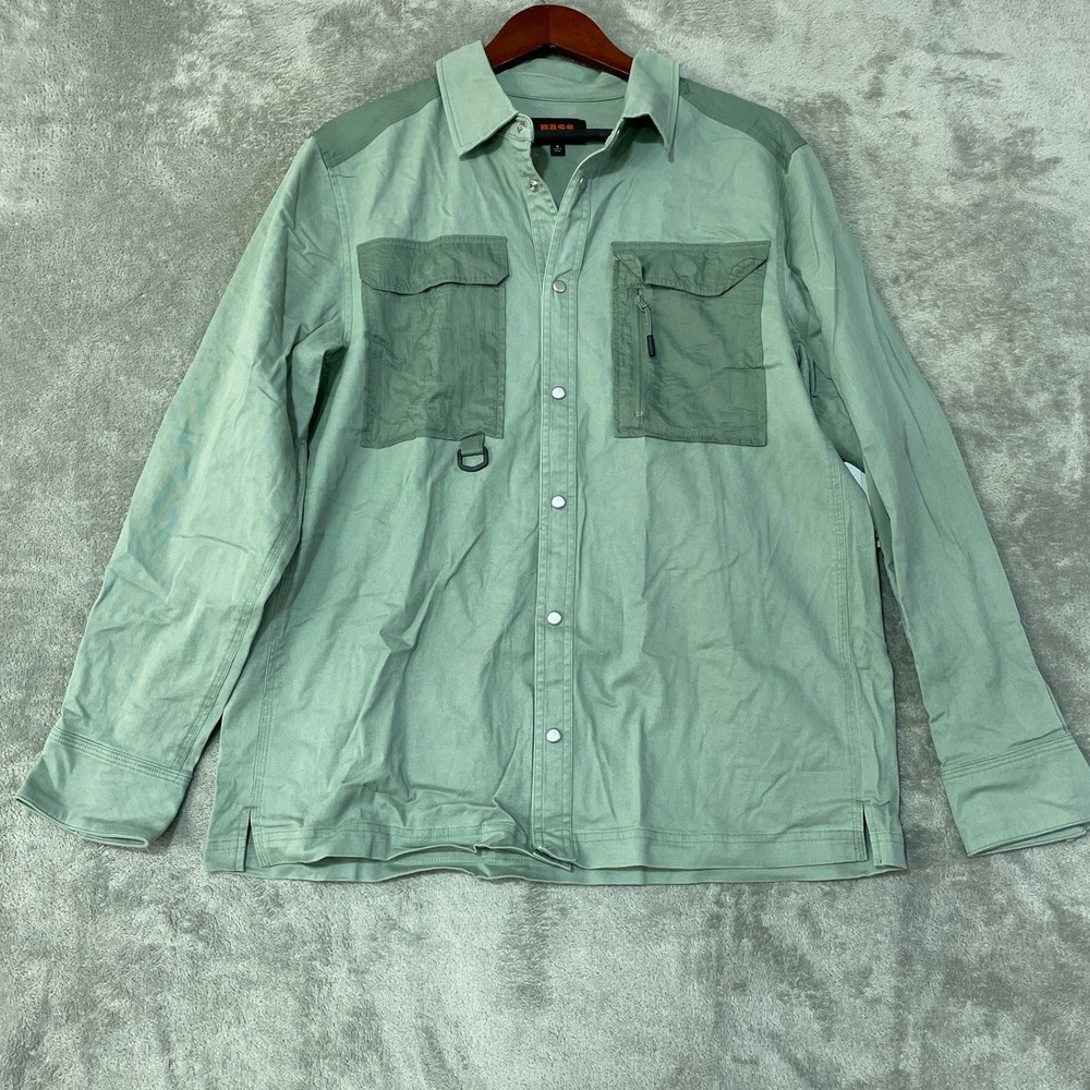 NWT Bass Outdoor Worker Shacket Men's Small Lily Pad Green Twill Utility